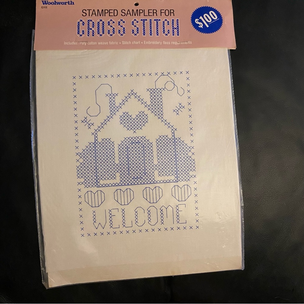 Vintage Woolworth Stamped Sampler Cross Stitch
Welcome with a home and hearts